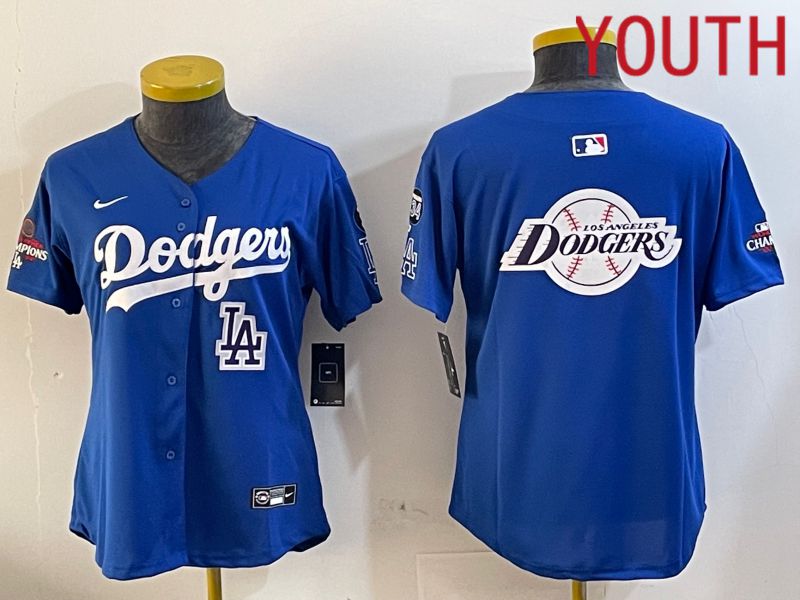 Youth Los Angeles Dodgers Blank Blue Game 2024 Nike MLB Jersey style 1205